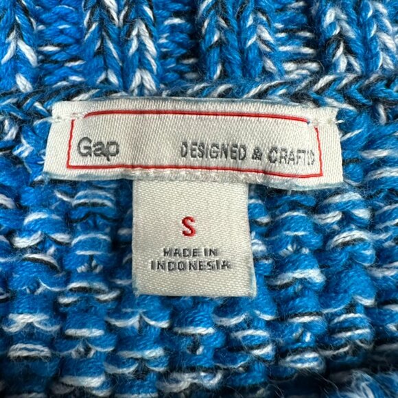 Gap Chunky Knit Pullover Sweater Womens S Preppy Fisherman Thick Marled Blue - Picture 11 of 13